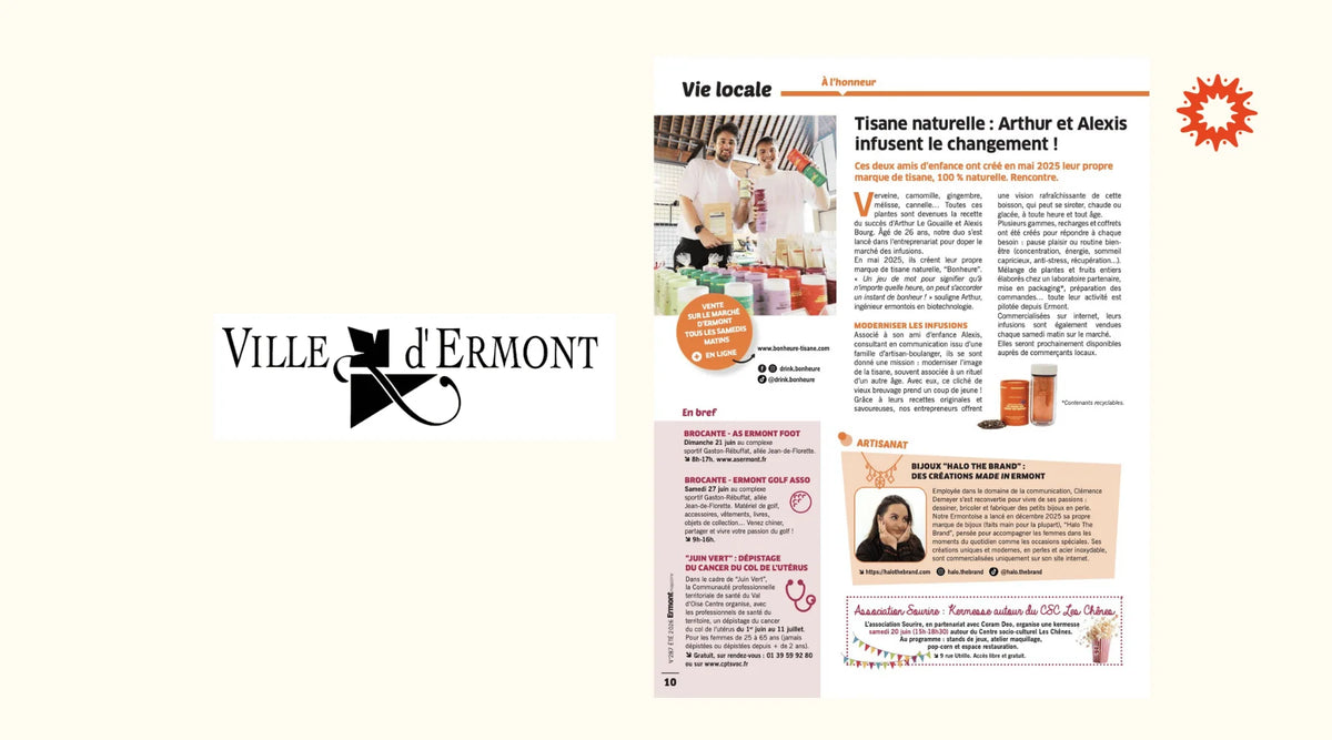 La marque de tisane Bonheure à l'honneur dans Ermont Magazine